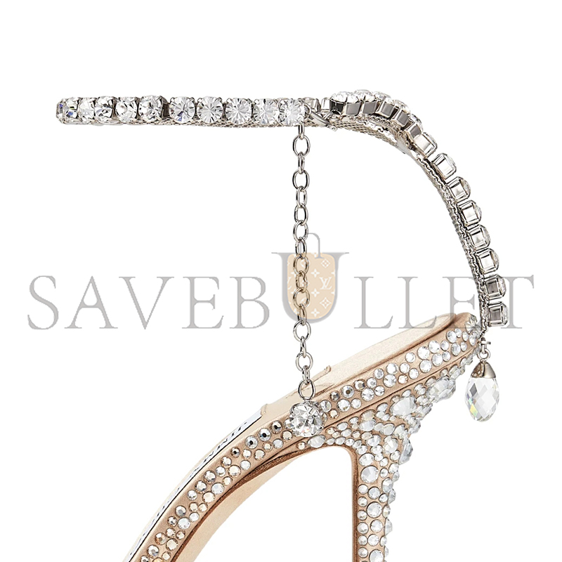 Ji*y Ch* saeda 100 gold satin pumps with crystals saeda100zpj